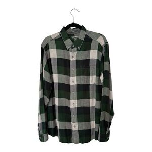 Eddie Bauer Checkered Green Button Down Long Sleeve Shirt - Size Large Tall